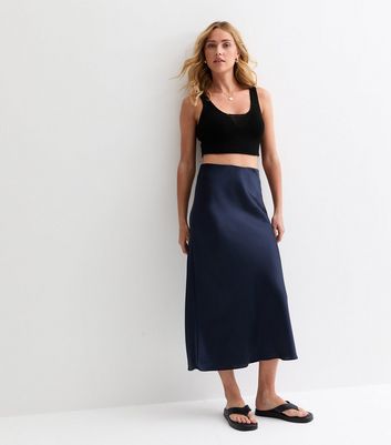 Navy blue pencil skirt new look sale