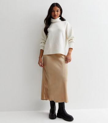 New look satin hotsell midi skirt in gold