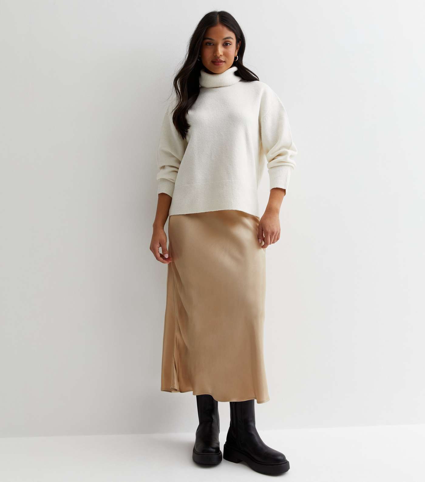 Petite Gold Satin Midaxi Skirt