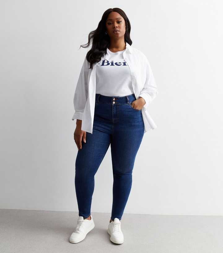 Curves Blue Lift & Shape High Waist Yazmin Skinny Jeans
