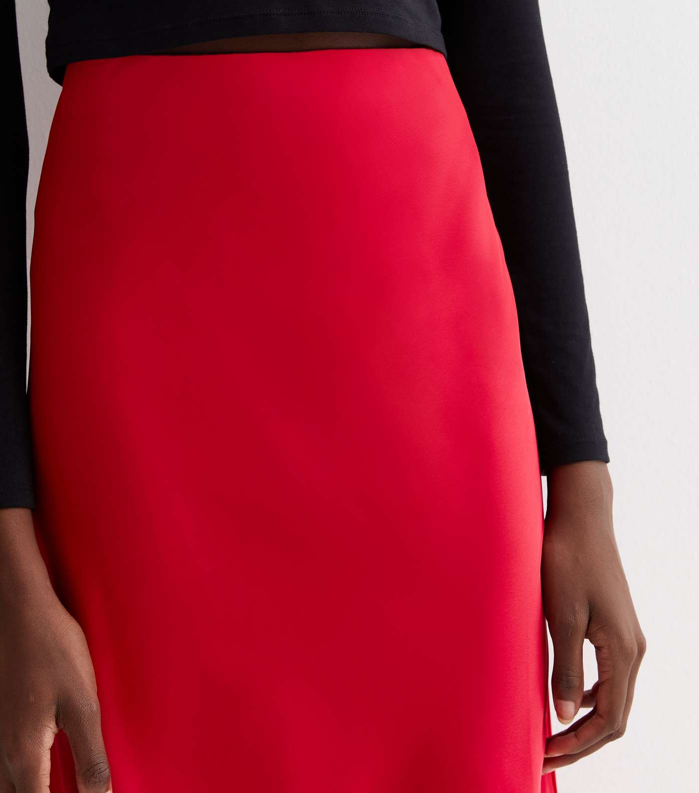 Tall Red Satin Midaxi Skirt Image 2