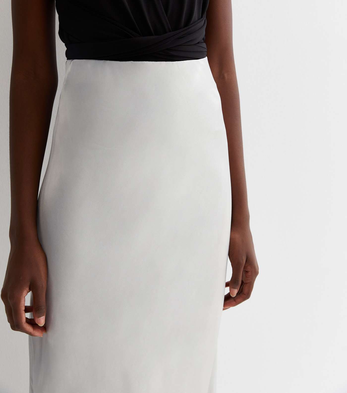 Tall Silver Satin Midaxi Skirt Image 2