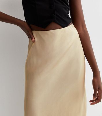 Tall Gold Satin Midaxi Skirt New Look