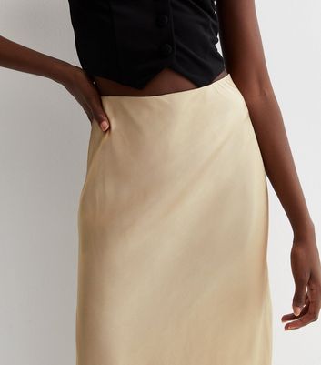 New look satin 2024 midi skirt in gold