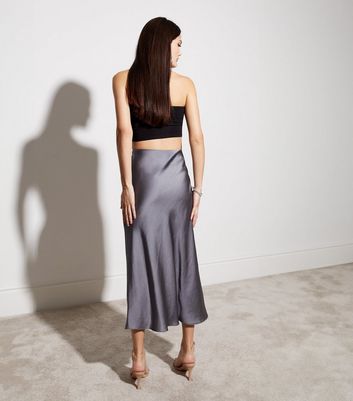 Mid length on sale satin skirts grey