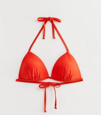 Red Moulded Triangle Bikini Top New Look