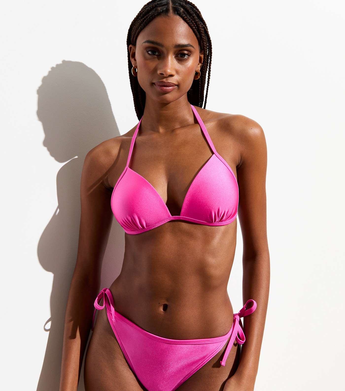 Bright Pink Moulded Triangle Bikini Top