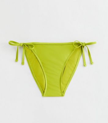 Lime Green Tie Side Bikini Bottoms New Look