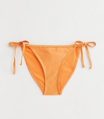 Bright Orange Tie Side Bikini Bottoms New Look