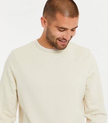 Men's Threadbare Cream Crew Neck Sweatshirt New Look