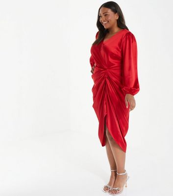 Ruched wrap outlet midi dress