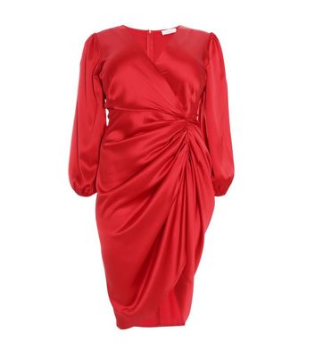 Long sleeve on sale red silk dress