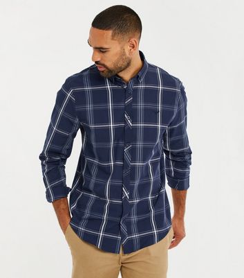 Men's Threadbare Multicoloured Cotton Check Long Sleeve Shirt New Look