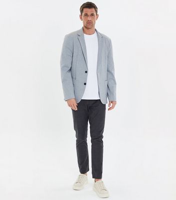 Men's Threadbare Grey Marl Revere Collar Suit Jacket New Look