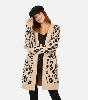 Leopard print longline on sale cardigan