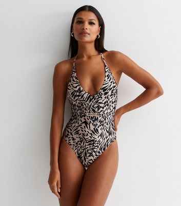 Brown Animal Print Belted Swimsuit New Look