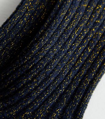 Navy Glitter Ribbed Lounge Socks New Look
