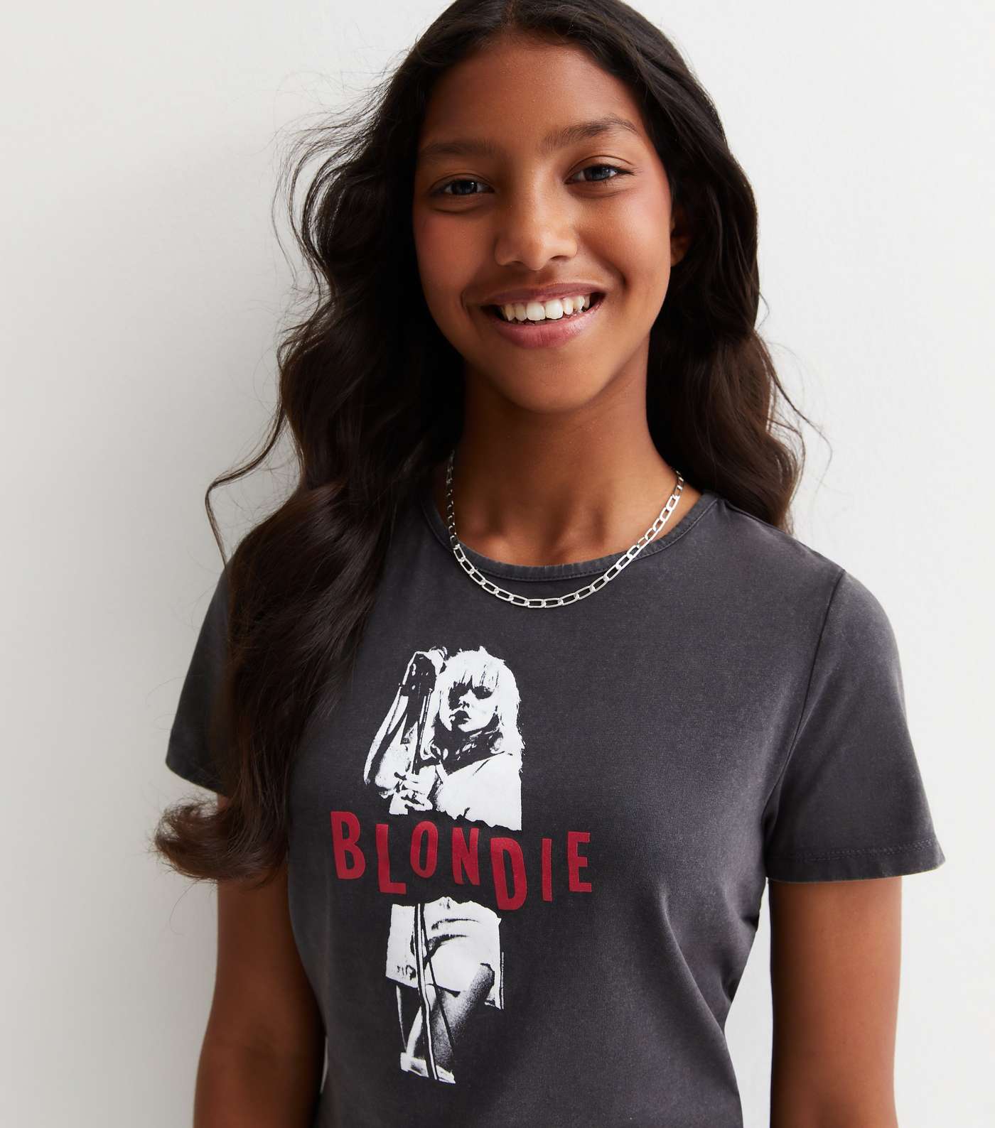Girls Dark Grey Cotton Blondie Logo T-Shirt Image 2