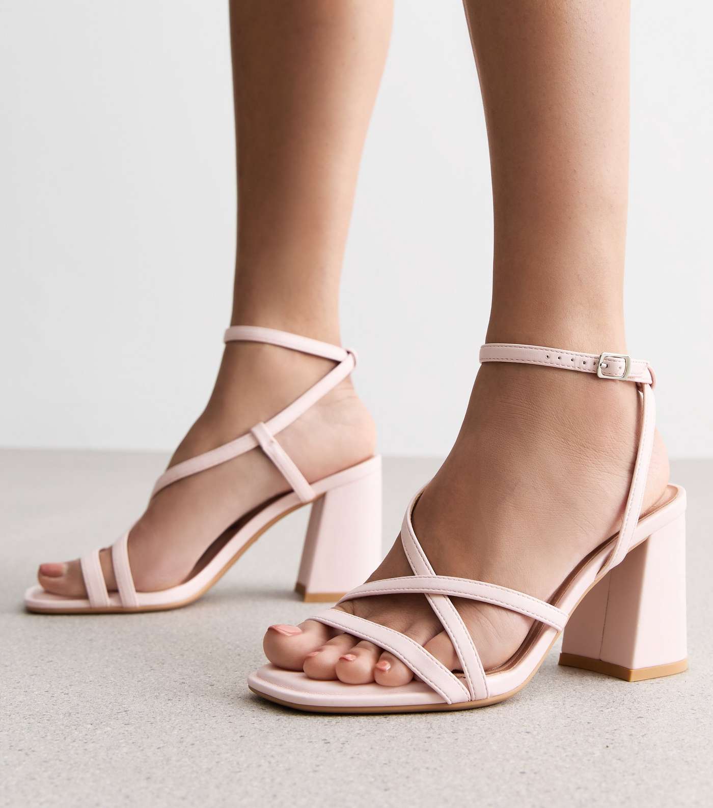 Pink Strappy Block Heel Sandals Image 2
