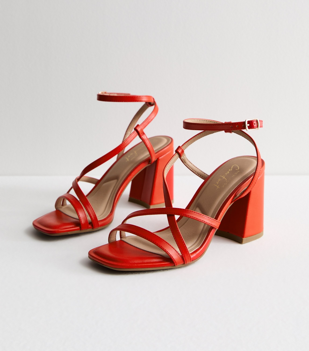 Women's Orange Strappy Block Heel Sandals New Look