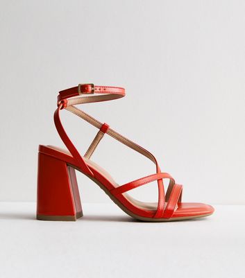 Orange Strappy Block Heel Sandals New Look