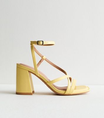 Yellow Strappy Block Heel Sandals New Look