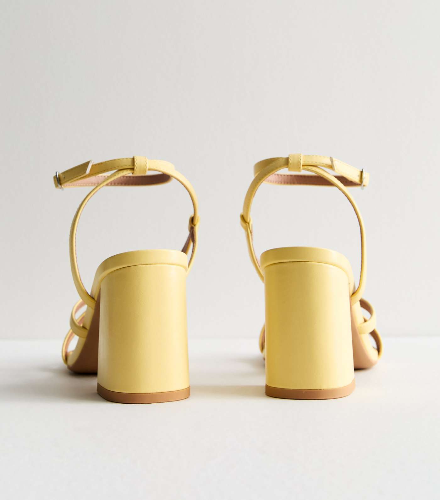 Yellow Strappy Block Heel Sandals Image 4