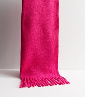 ONLY Bright Pink Brushed Tassel Scarf New Look