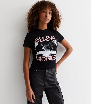 Girls Black Selena Gomez Logo Baby T-Shirt New Look