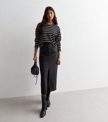 Black Stripe Cable Long Sleeve Top New Look