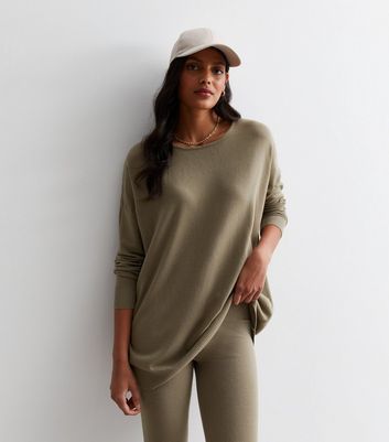 Gini London Light Brown Long Sleeve Oversized Jumper New Look
