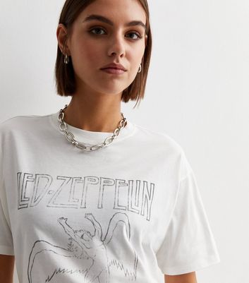 Off White Cotton Led Zeppelin Logo T-Shirt New Look