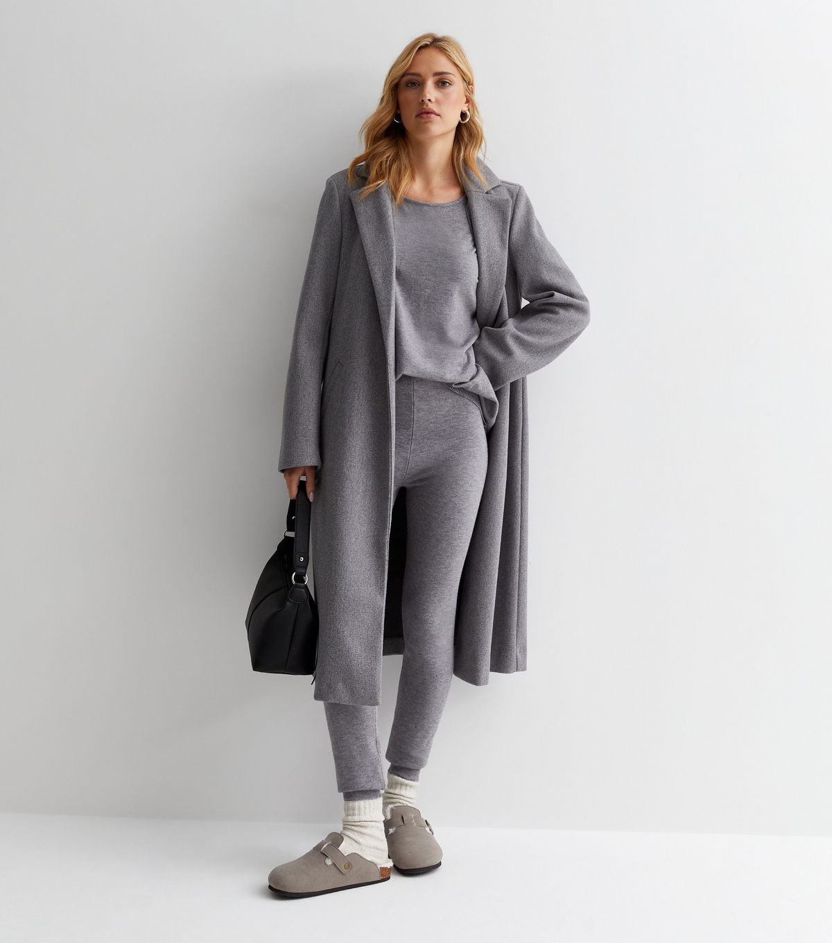 Women's Grey Brushed Cotton Leggings Gini London New Look