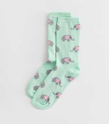 Mint Green Elephant Print Socks