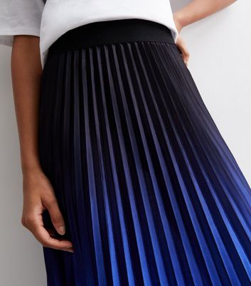 ONLY Blue Ombr Pleated Midi Skirt New Look