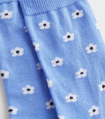 Blue Floral Socks New Look