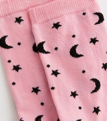 Pink Moon and Stars Socks New Look