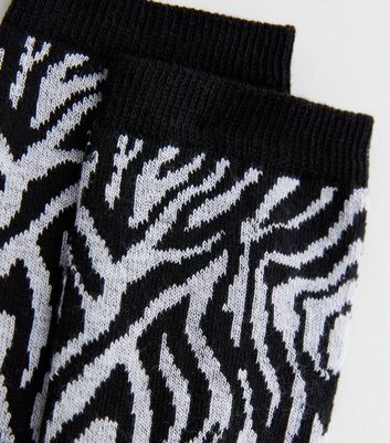 Black Zebra Print Socks New Look