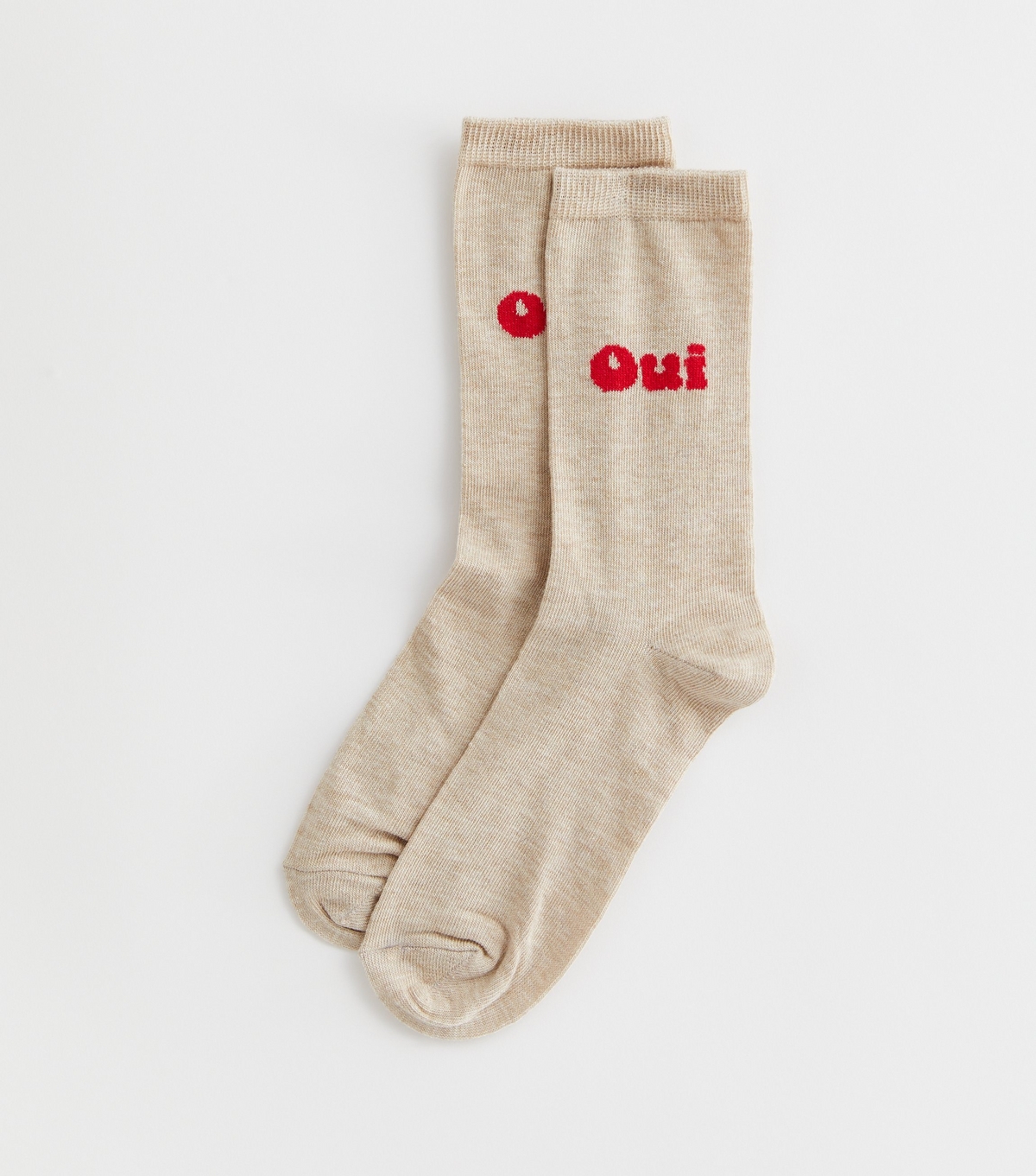 Cream Oui Oui Logo Socks New Look