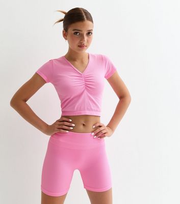 Girls Pink Ribbed Cycling Shorts New Look