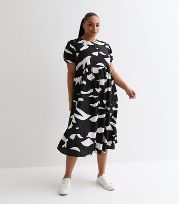 Elchic Black And White Abstract Print Midi Dress main image 1