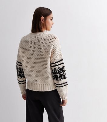 Off White Abstract Pointelle Knit Jumper New Look