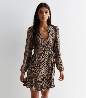 New look snake print wrap dress best sale