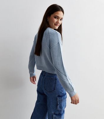 Blue hotsell ribbed jumper