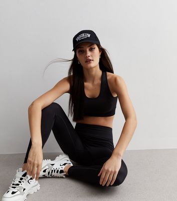 Cameo Rose Black Sports Crop Top New Look