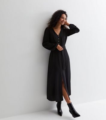 V neck long sleeve belted best sale maxi dress