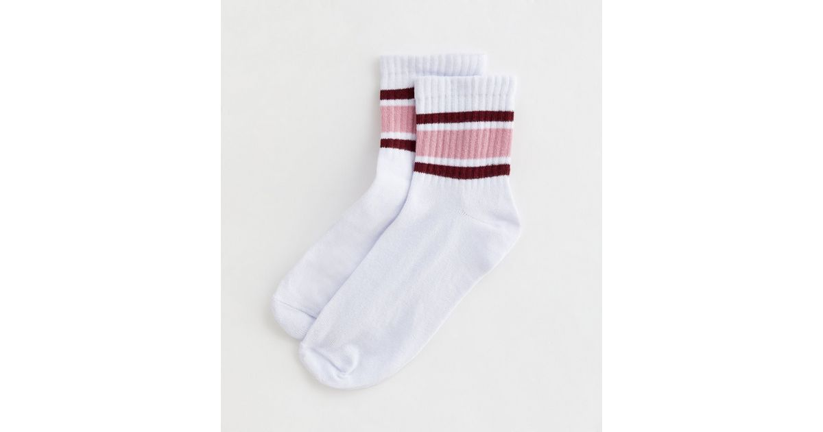 White Stripe Tube Socks New Look