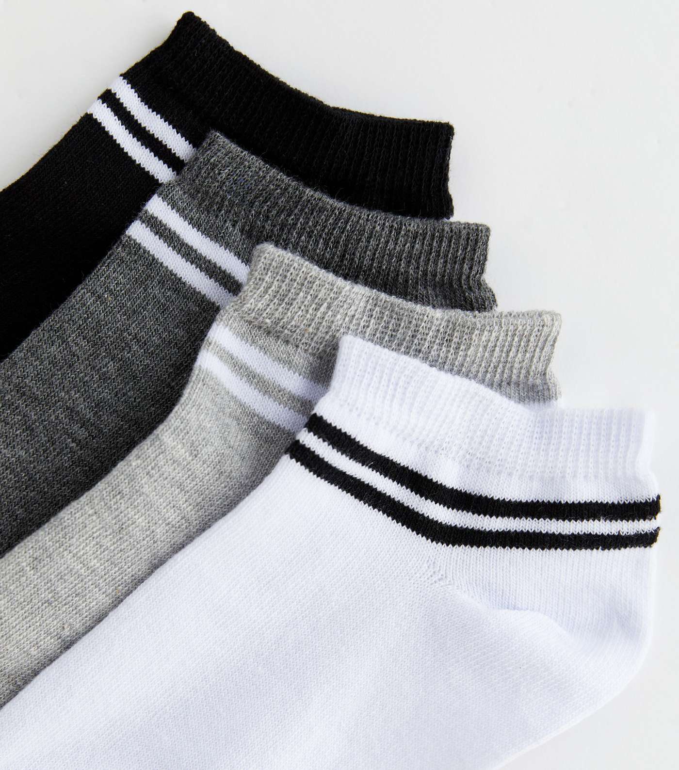 4 Pack Black Grey and White Stripe Trainer Socks Image 2