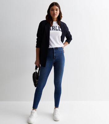Tall Blue Hallie Disco Super Skinny Jeans New Look