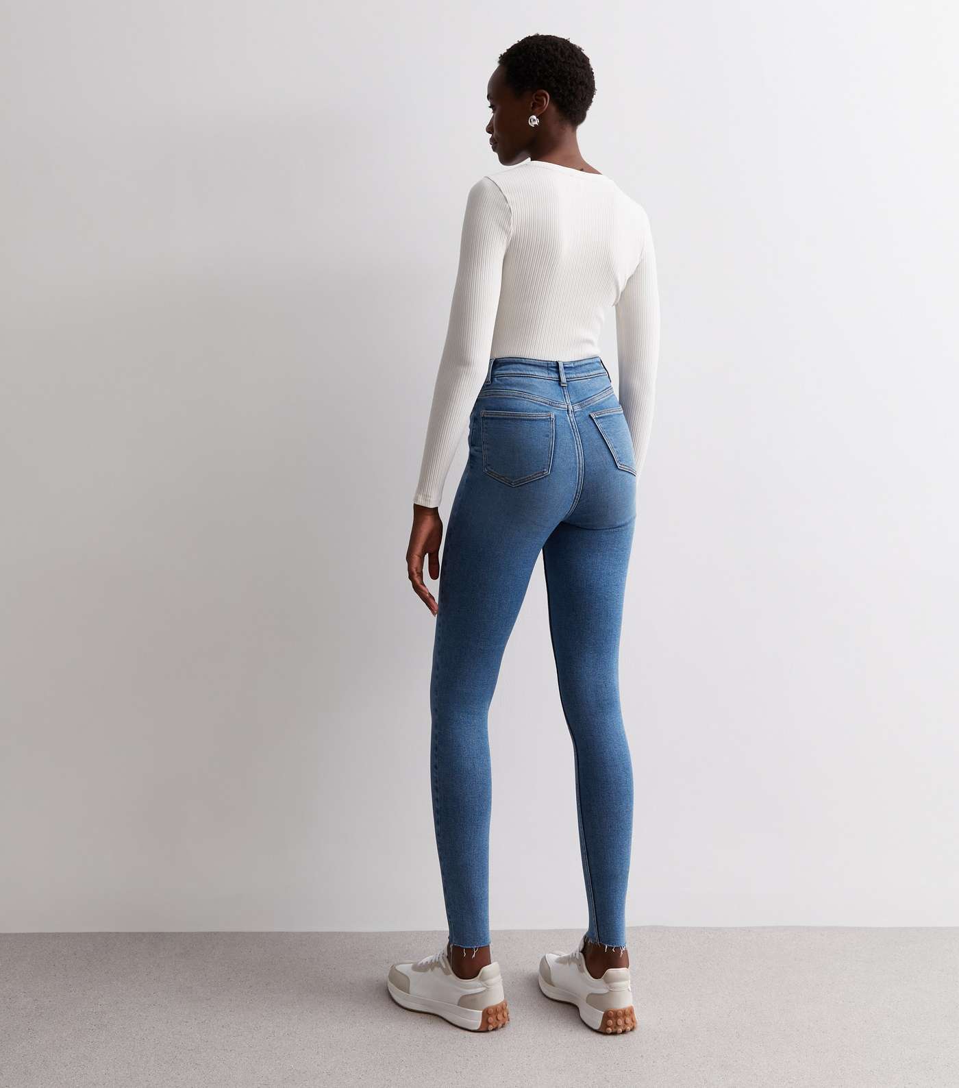 Tall Blue Raw Hem Hallie Disco Super Skinny Jeans Image 6